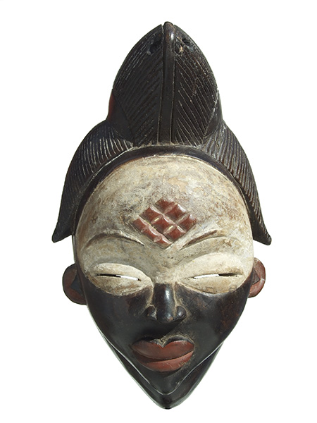 Эффектная и выразительная двухцветная африканская маска из Габона Punu