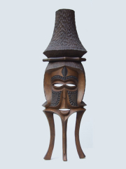 Купить в галерее "Афроарт" настенную африканскую маску из дерева "Триединство" 