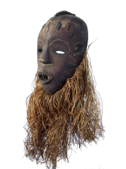 Огромная африканская маска народности Bakongo с рафией 