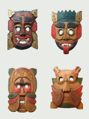 Комплект деревянных масок "Стихии жизни" из Непала