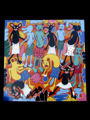 Африканская картина "Духи" в стиле Тингатинга (Танзания)