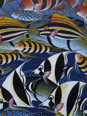 Картина "Рыбы" в стиле Тингатинга (Танзания)