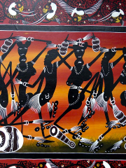 Африканская картина "Танец" в стиле Тингатинга (Танзания)