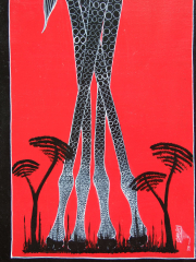Африканская картина "Жираф" в стиле Тинга Тинга (Танзания)
