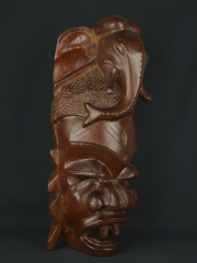 Настенная африканская маска «Сила слона» из красного дерева