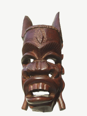 Декоративная настенная маска из красного дерева "Красное и белое"